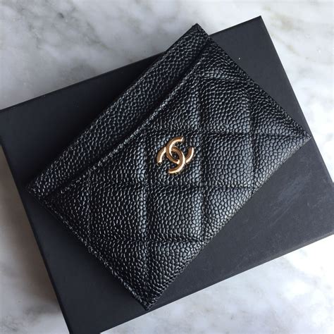 chanel gold card case